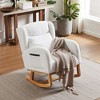 Runesay Modern Ivory Accent High Backrest Living Room Lounge Arm Rocking Chair with Two Side Pocket - 4 of 4