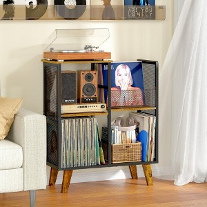 MOEPISY Record Player Stand, Turntable Stand with Vinyl Storage Holds up to 300+ Albums with Wooden Leg - 1 of 4