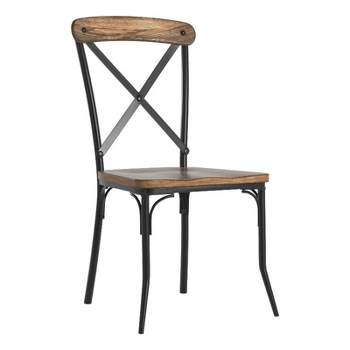 iNSPIRE Q Black Metal X-Cross Back Wood Dining Chairs (Set of 2)