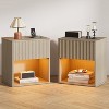 Nightstand Set of 2 with Charging Station & LED, Fluted Bedside Tables, Wide Modern Stand for Bedroom, Living Room, Office - 3 of 4