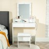 FurnitureR Make Up Vanity Desk Set, Vanity Desk with Mirror and Lights, Make Up Table and Stool Set, Wooden Dressing Table with 2 Drawers, White - 4 of 4