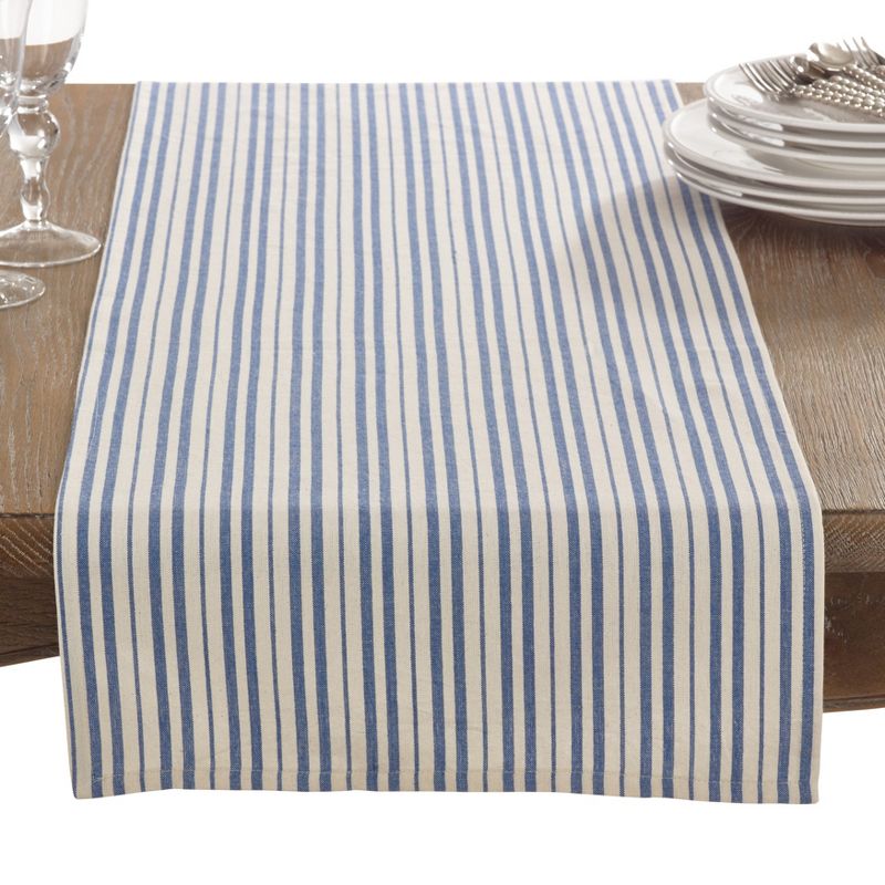 Saro Lifestyle Timeless Stripes Table Runner, 16"x72", Blue, 2 of 4