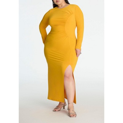 ELOQUII Women's Plus Size Shirred Detail Maxi Dress