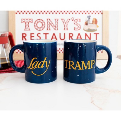 Disney Lady and the Tramp Blue Ceramic Mug Set, 20-Ounce, 2 Pieces
