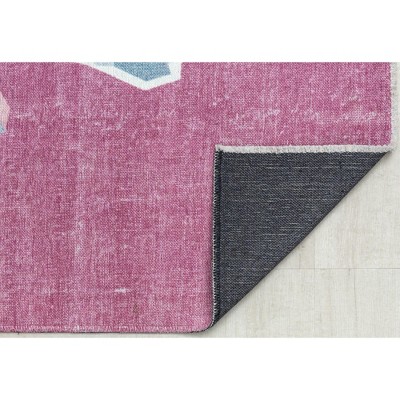 Maisie 8' x 10' Pink and Black Floral Synthetic Area Rug