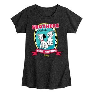 Girls' - 101 Dalmatians - Brothers Make the Best Friends Fitted Short Sleeve Graphic T-Shirt - 1 of 3