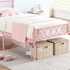 Twin Size Metal Bed Frame with Headboard and Footboard, Iron-Art Heart Design Platform Bed for Girls and Boys – Pink/Black - 4 of 4