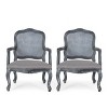 Set of 2 Andrea French Country Wood and Cane Upholstered Dining Armchairs - Christopher Knight Home - 2 of 4