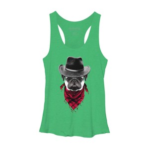 Women's Design By Humans Cowboy Pug By clingcling Racerback Tank Top - 1 of 3