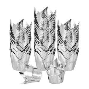 Unique Bargains Disposable Greaseproof Aluminum Foil Tulip Baking Cups 3.1 Inch 100 Pcs - 1 of 4