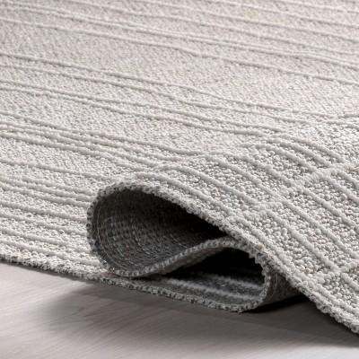 Cortney Beige and White Striped 4x6 Area Rug