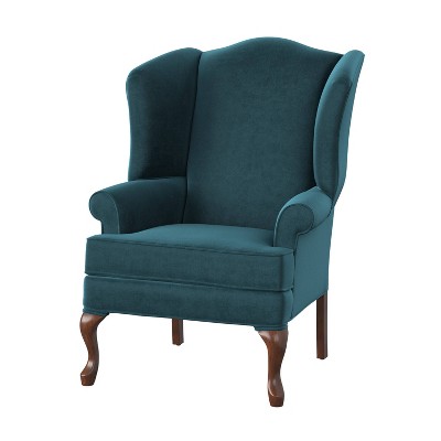 Elizabeth Ocean Blue Velvet-Feel Microfiber Wingback Chair