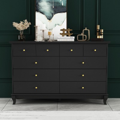 FUFU&GAGA 10 Drawer Horizontal Dresser Wooden Leg Chest of Drawers Choice for Bedroom