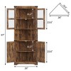 67" Tall Corner Storage Cabinet with Lights - Wooden Farmhouse Corner Hutch Display Cabinet with Glass Doors, for Kitchen, Living Room, Bathroom - 3 of 4