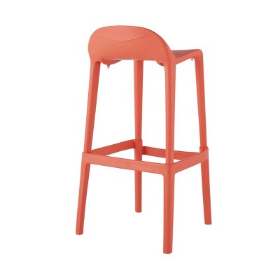 Salmon Saddle Style 25" Resin Barstool with Anti-Skid Footpads