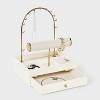 Arched Necklace and Bracelet Standing Drawer Organizer Jewelry Box - A New Day™ Gold/Cream - 2 of 2