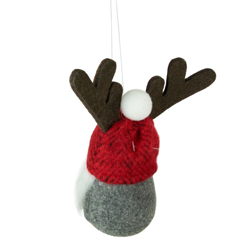 Northlight 5.25" Red and Gray Gnome with Antlers Christmas Ornament, 4 of 5