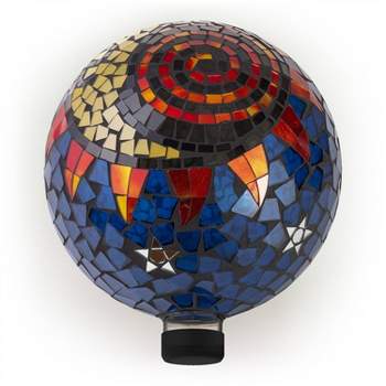 12" Mosaic Glass Gazing Globe with Sun and Moon Pattern - Alpine Corporation