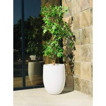 Rosemead Home & Garden, Inc. 17" Wide Modern Concrete Indoor Outdoor Planter Pot Pure White