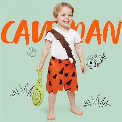 Joyfy Toddler Halloween Caveman Costume Outfits, Baby Costume Strap Pants for Boys, Family Cosplay Outfit for Halloween Dress Up Party