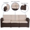 Flash Furniture Chocolate Brown Faux Rattan Sofa with All-Weather Beige Cushions - 3 of 4