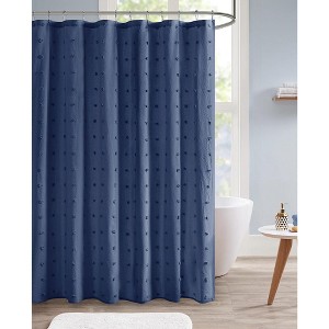 MAYEERTY Jacquard Pom Pom Shower Curtain Cotton Modern 1pcs - 1 of 4