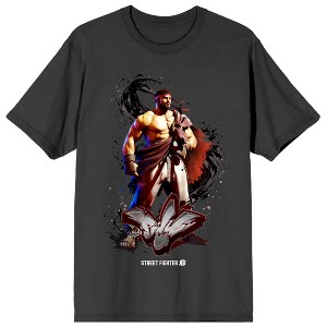 Street Fighter VI Ryu Character with Graffiti Name Men's Charcoal Heather Short Sleeve Crew Neck Tee - 1 of 3