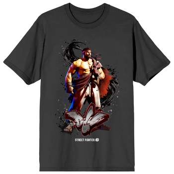 Street Fighter VI Ryu Character with Graffiti Name Men's Charcoal Heather Short Sleeve Crew Neck Tee