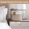 Aoibox Cube Storage Bins 11x11 Rope Woven Baskets for Organizing Shelves 3 Pack with Handles and Labels White Brown - 4 of 4