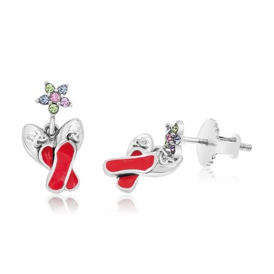 Chanteur Hypoallergenic Kids Jewelry Accessories Doll shoes CZ White Gold Palladium Plating Stud Earrings Surgical Titanium Posts