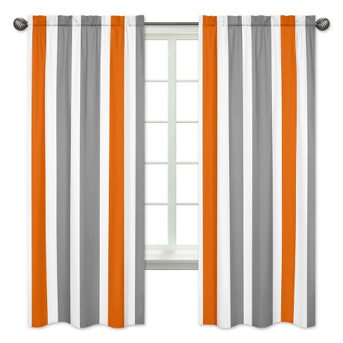 Sweet Jojo Designs Stripe Gray and Orange Collection Decorative Accent Throw Pillows | Set of 2