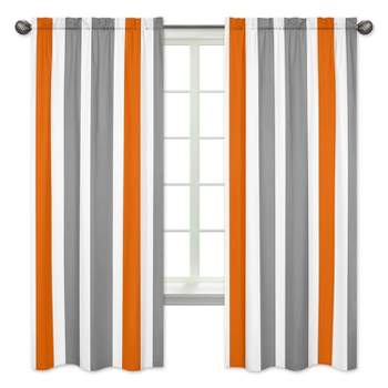 Gray & Orange Striped Kids' Curtain Panels - Sweet Jojo Designs