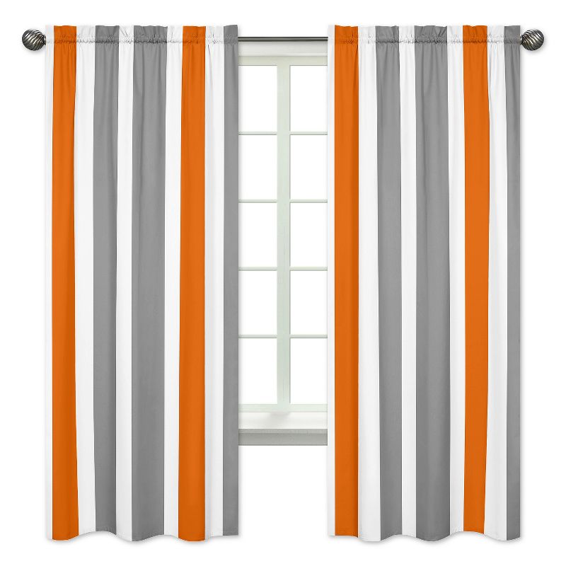 Gray &#38; Orange Striped Kids&#39; Curtain Panels - Sweet Jojo Designs, 1 of 5