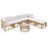 Nestfair 7pc Wicker Outdoor Sectional Set with Cushions and Pillows and Round Coffee Table Beige - 2 of 4