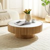 Gulches 35 Inch Nesting Round Sintered Stone Coffee Table Modern Drum Luxury Circle Table for Apartment Living Room - 3 of 4