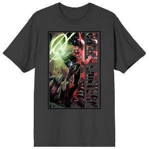 Green Lantern Core Guy Gardner Black Outline Border on Charcoal Ground Adult Crew Neck Short Sleeve T-shirt - 1 of 4