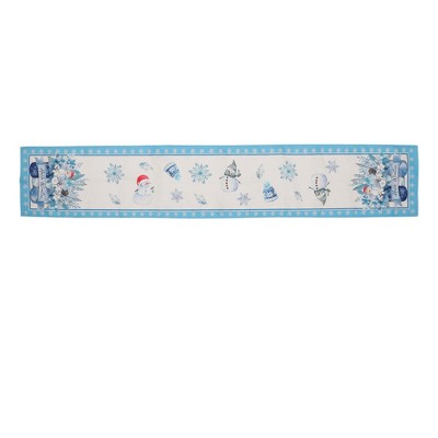 Unique Bargains Christmas Table Runner Light Blue White 72"x13" 1 Pc