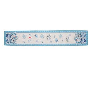 Unique Bargains Christmas Table Runner Light Blue White 72"x13" 1 Pc - 1 of 4