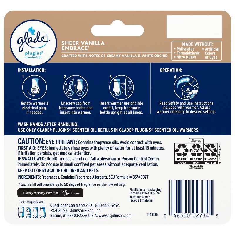 Glade PlugIns Scented Oil Air Freshener Refills - Sheer Vanilla Embrace - 3.35oz/5pk, 4 of 18