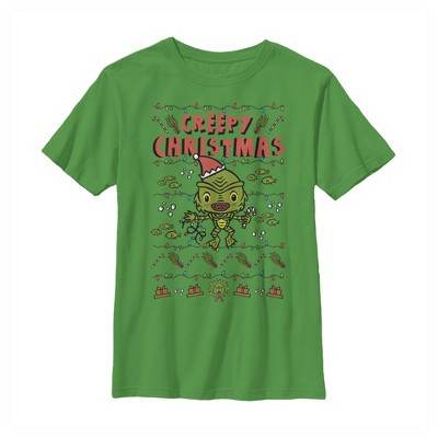 Boy's Universal Monsters Christmas Creature from the Lagoon Creepy String Lights T-Shirt