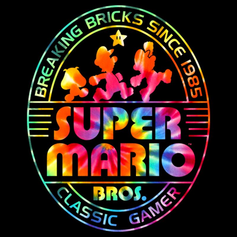 Men's Nintendo Super Mario Brick Break 85 Tie-Dye Logo T-Shirt, 2 of 6