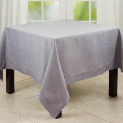 Slate Hemstitched Square Fabric Tablecloth, 60" x 60"