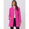 INSPIRE CHIC Women's Winter Stand Collar Single Breasted Mid-thigh Long Overcoat - 2 of 4