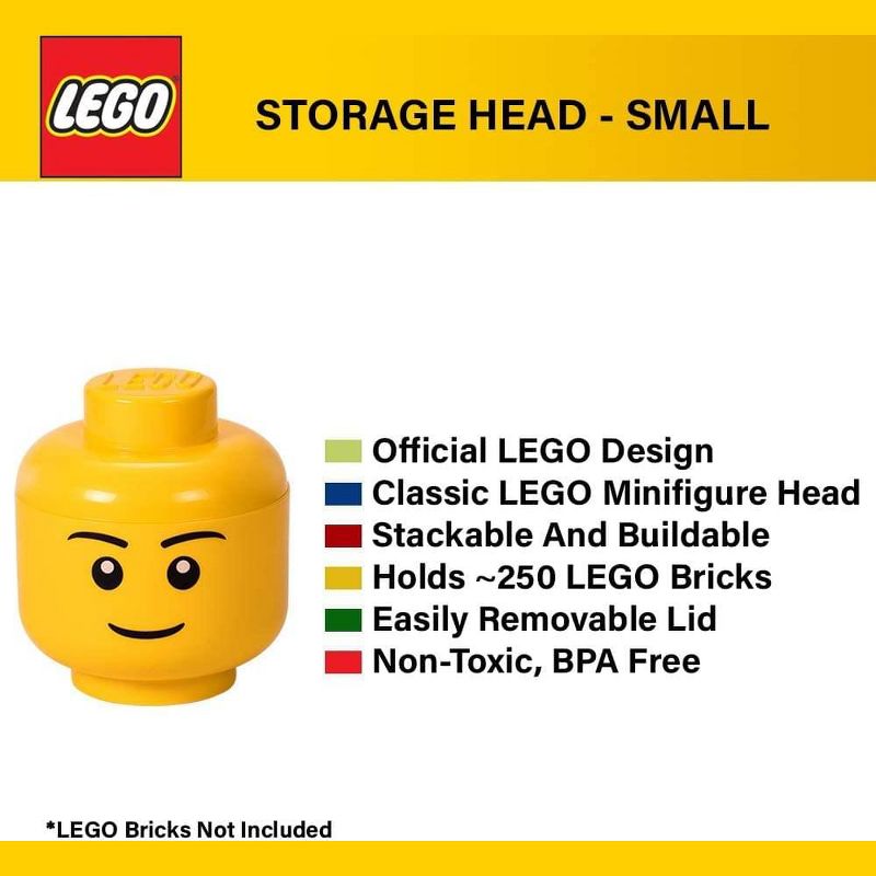 Room Copenhagen LEGO Large 9 x 10 Inch Plastic Storage Head | Winking, 3 of 4