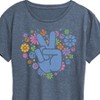 Women's - Instant Message - Peace Sign & Flowers Short Sleeve Graphic T-Shirt - 2 of 4