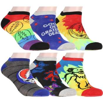 Grateful Dead Socks Adult Dancing Bears And Steal Your Face 6 Pack Ankle Socks Multicoloured