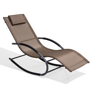 Crestlive Products Patio Rocking Chair Curved Rocker Chaise Lounge Chair with Pillow for Beach Yard Pool - 1 of 4