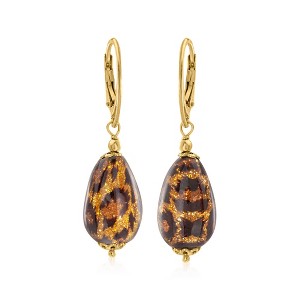 Ross-Simons Italian Leopard-Print Murano Glass Drop Earrings in 18kt Gold Over Sterling - 1 of 4