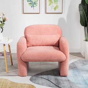 Akoasm Morden Soft Teddy Fleece Accent Sofa & ArmChair With Pillow For Living Room, Office & Bedroom-Pink - 1 of 4