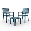 3-Piece Outdoor Bistro Set with 2 Stackable Chairs & 1 Square Table - Patio Furniture for Balcony, Porch, Garden - 2 of 4